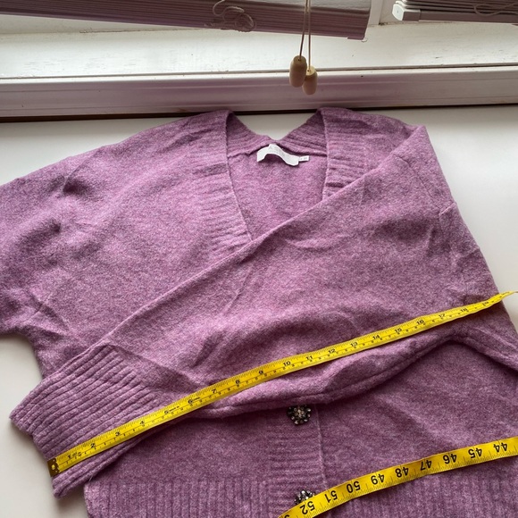 ASTR The Label Belmont Drop-Shoulder Textured Knit Cardigan Woman Medium Purple - Picture 13 of 14